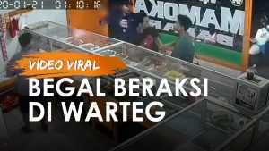 Viral aksi begal 2 pria todong penjaga warung dengan sajam